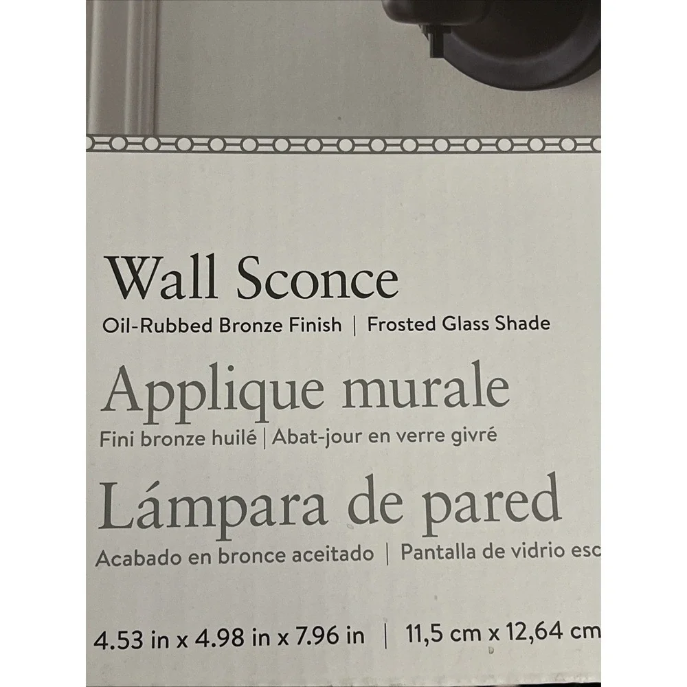 Portfolio 1-Light Oil-Rubbed Bronze Wall Sconce Light‎ w/Frosted Glass 1314216